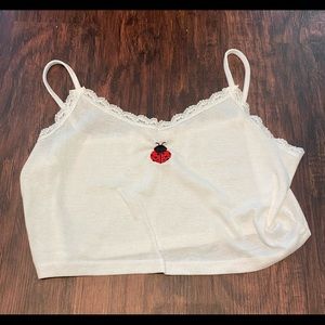 ROMWE ladybug white tank top